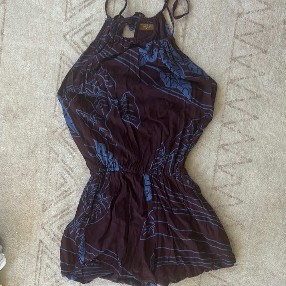 Wahine Toa Purple and Blue Halter Romper, Small